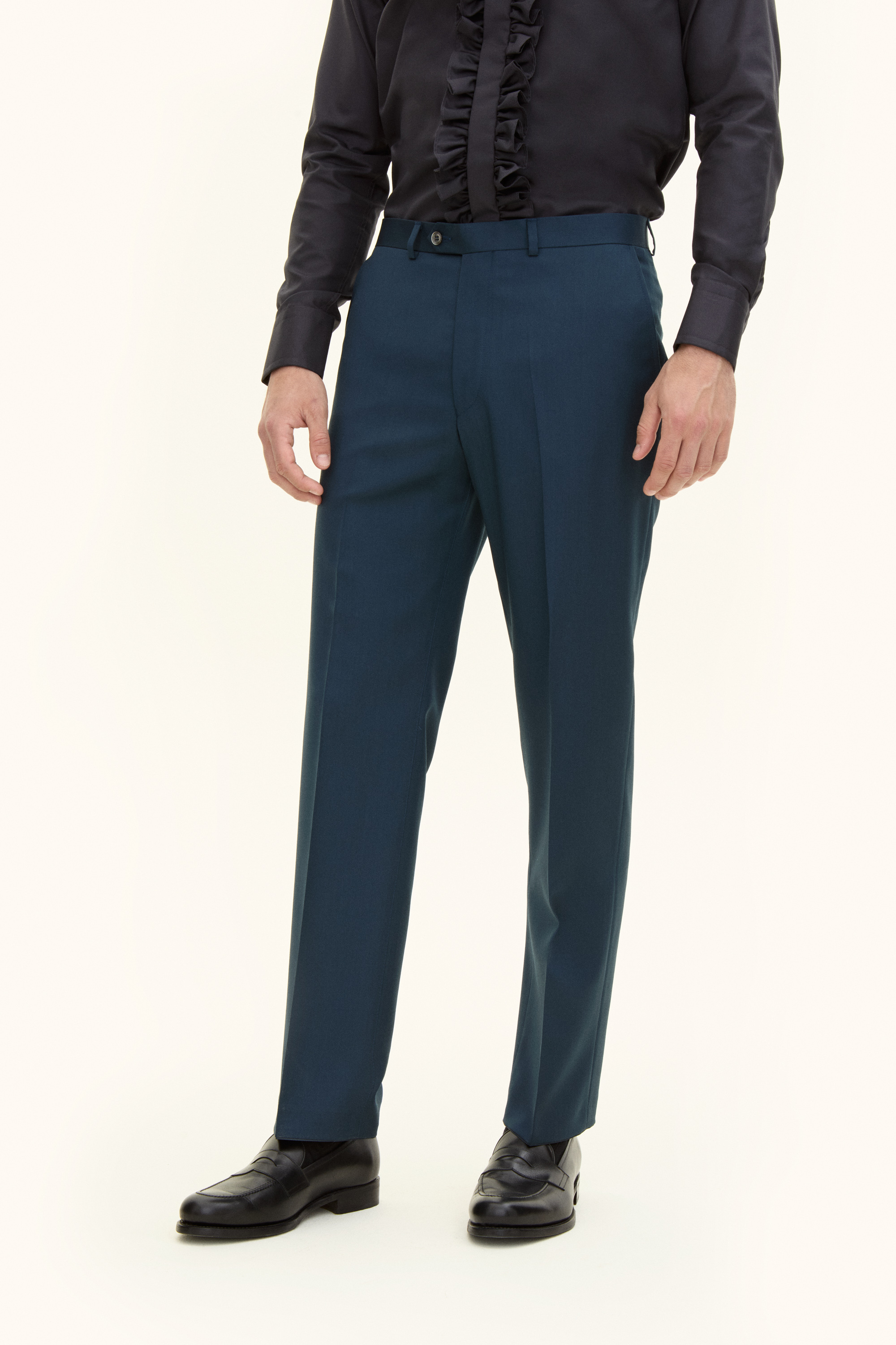 Oscar Jacobson Regular Fit Twillbyxor Hög Midja - stl. 50 - Mörkblå - Herr