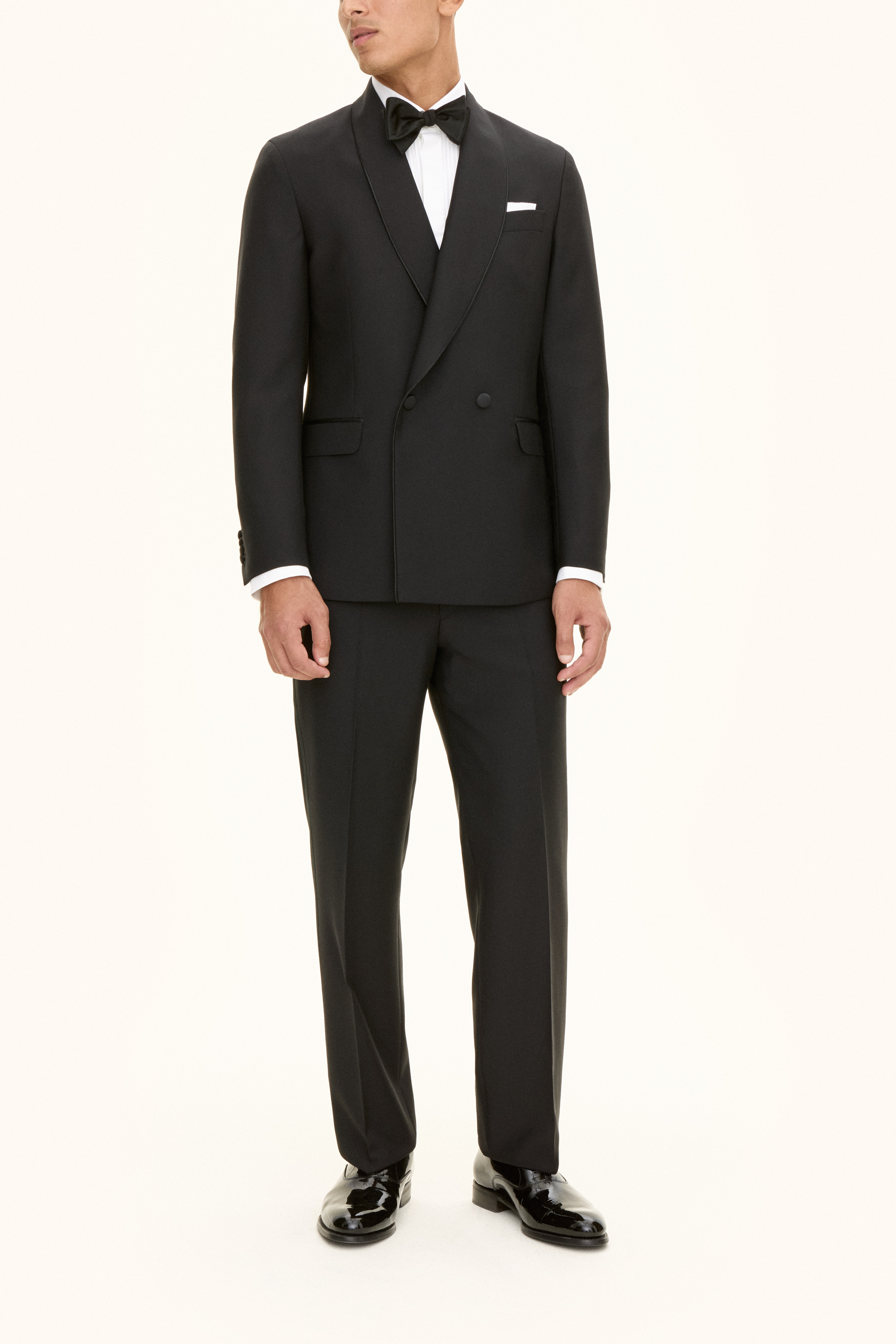 Oscar Jacobson - Regular Fit Smokingbyxor Mikrostruktur - stl. 56 - Svart - Herr