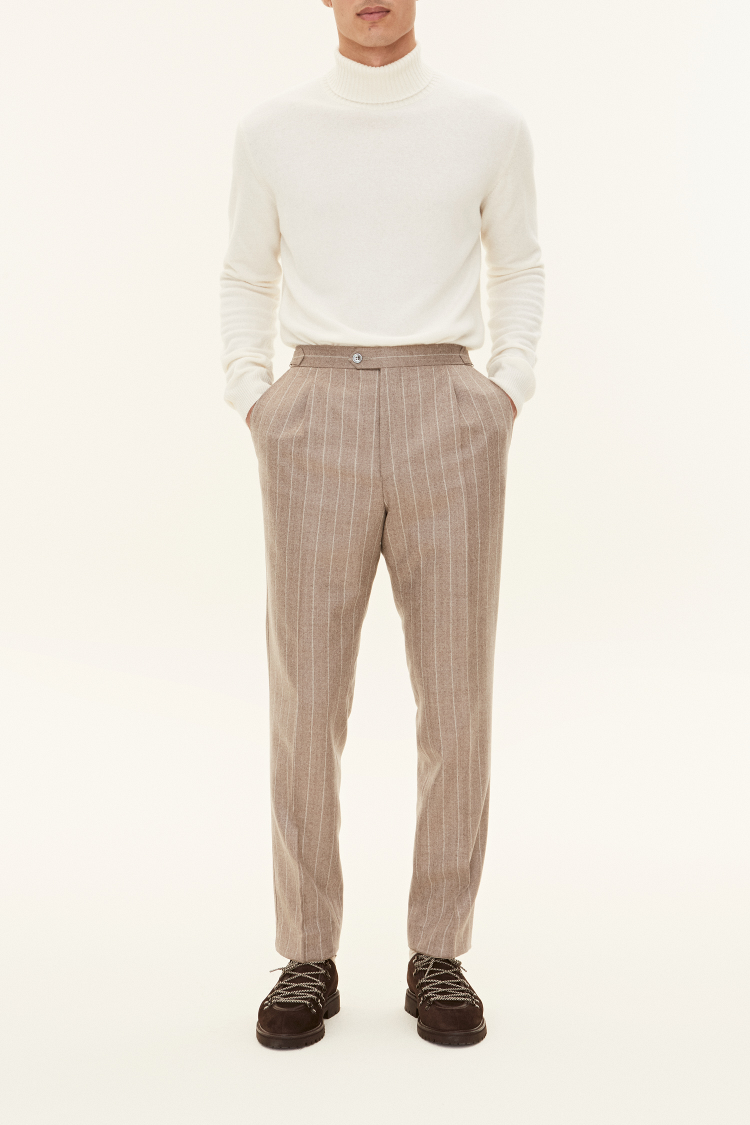 Oscar Jacobson - Regular Fit Byxor Hög Midja - stl. 54 - Beige - Herr