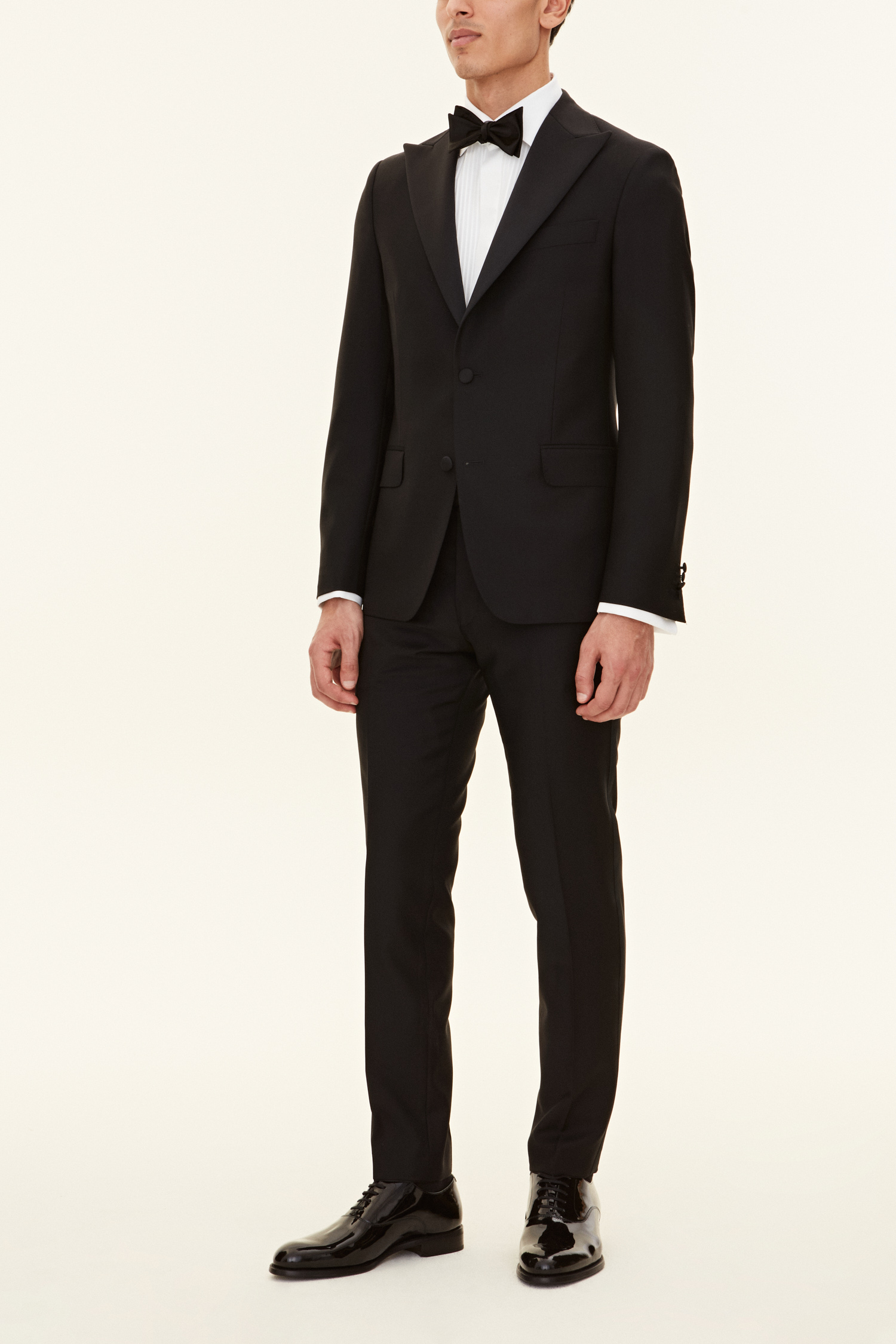 Oscar Jacobson - Slim Fit Microstructure Smokingbyxor - stl. 44 - Svart - Herr