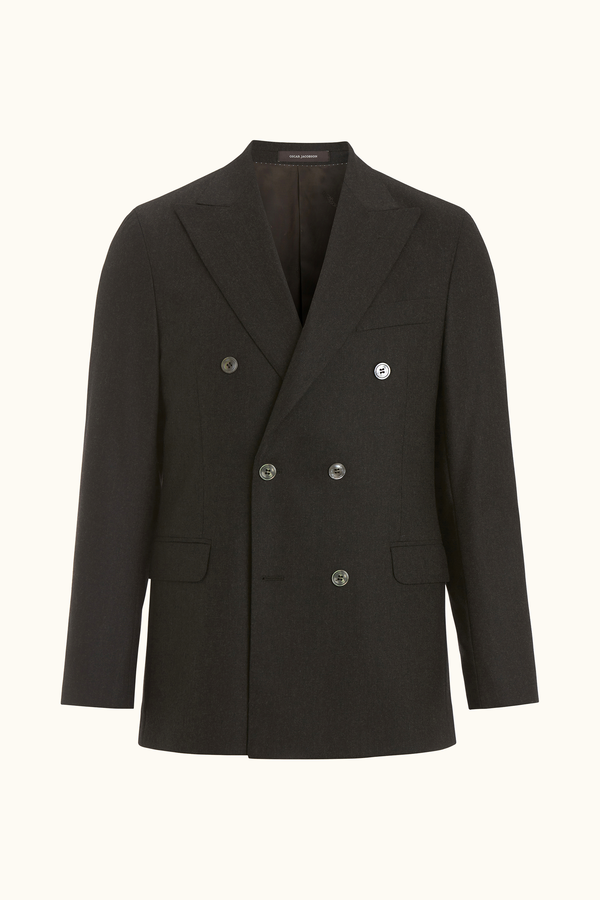 Oscar Jacobson Regular Fit Dubbelknäppt Flanellkavaj - stl. 50 - Brun - Herr