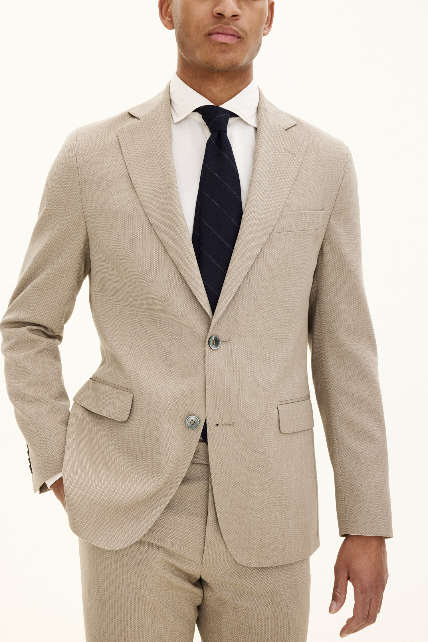 Oscar Jacobson - Regular Fit Microstructure Kavaj - stl. 112 - Beige - Herr