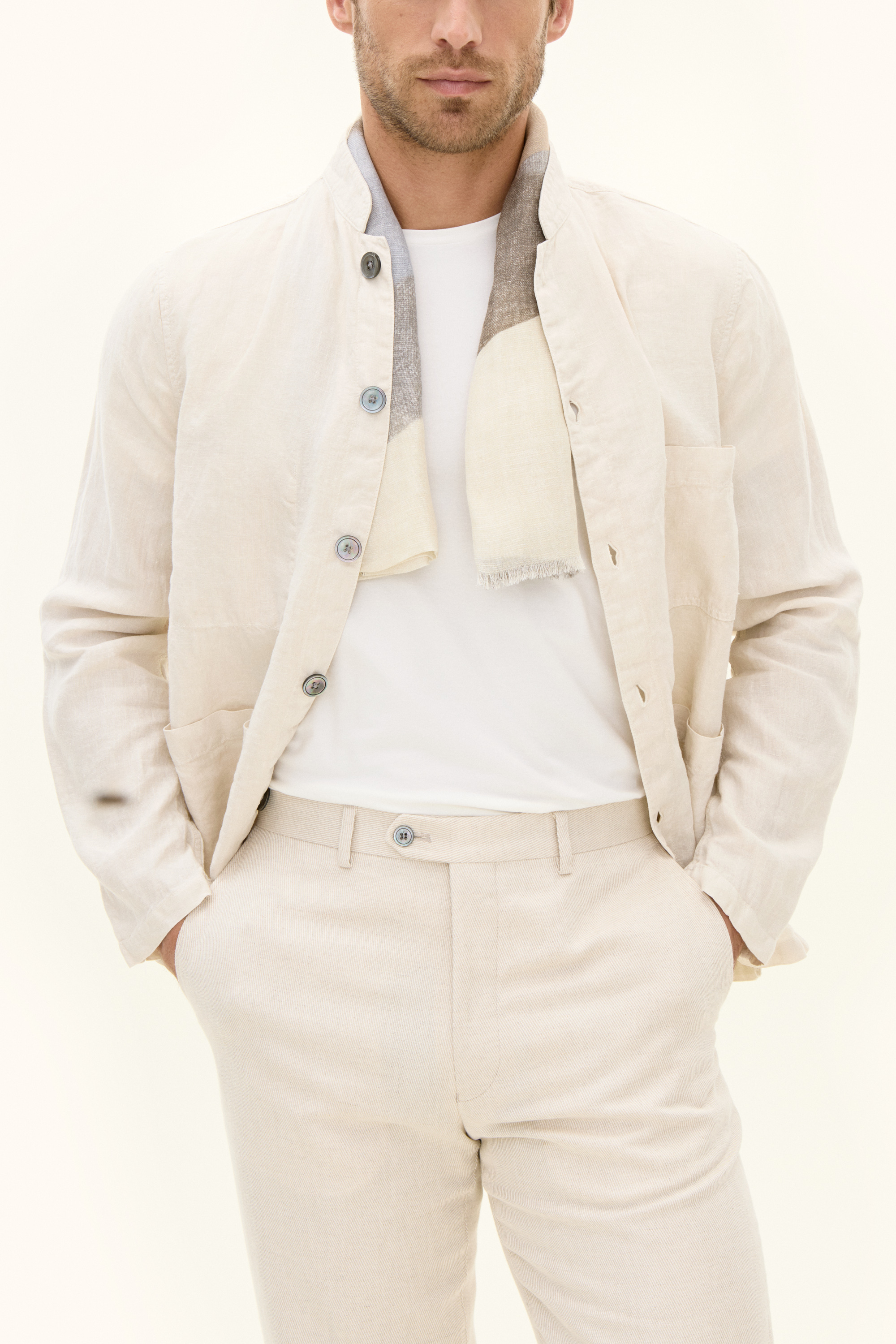 Oscar Jacobson Regular Fit Linen Overshirt - size M - Men